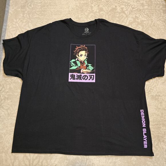 Demon Slayer Black Graphic Short Sleeve Shirt Men's 5XL Anime - Picture 1 of 8